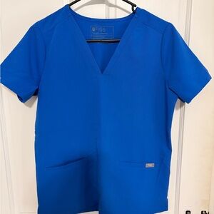 Figs Technical Collection V-Neck Scrub Top in Royal Blue